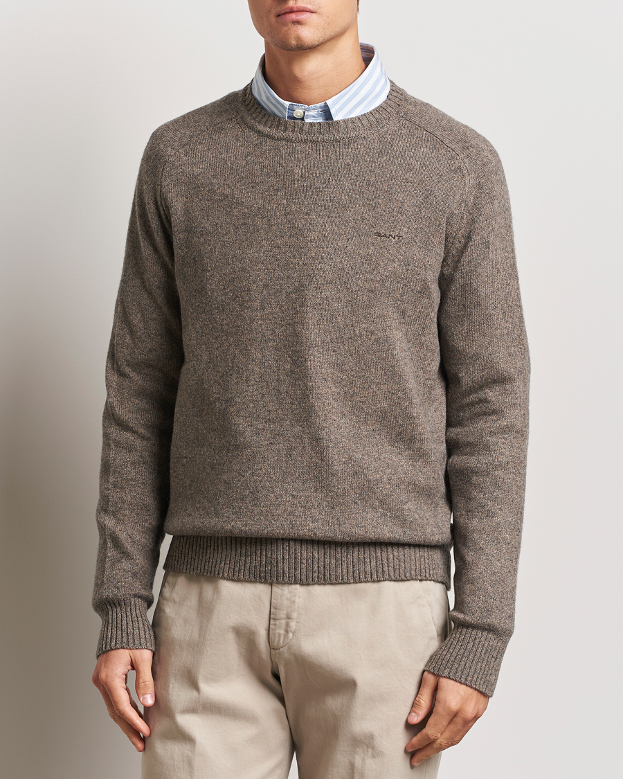 Herren | Pullover | GANT | Wool Blend C-Neck Dark Hazelnut Melange
