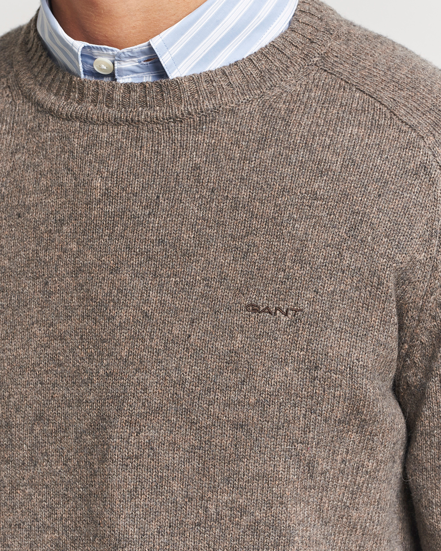 Herren | Pullover | GANT | Wool Blend C-Neck Dark Hazelnut Melange
