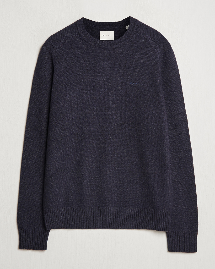 Herren | Pullover | GANT | Wool Blend C-Neck Dark Navy Melange