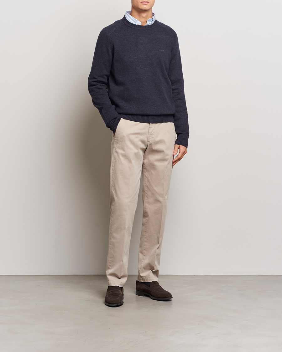 Herren | Pullover | GANT | Wool Blend C-Neck Dark Navy Melange