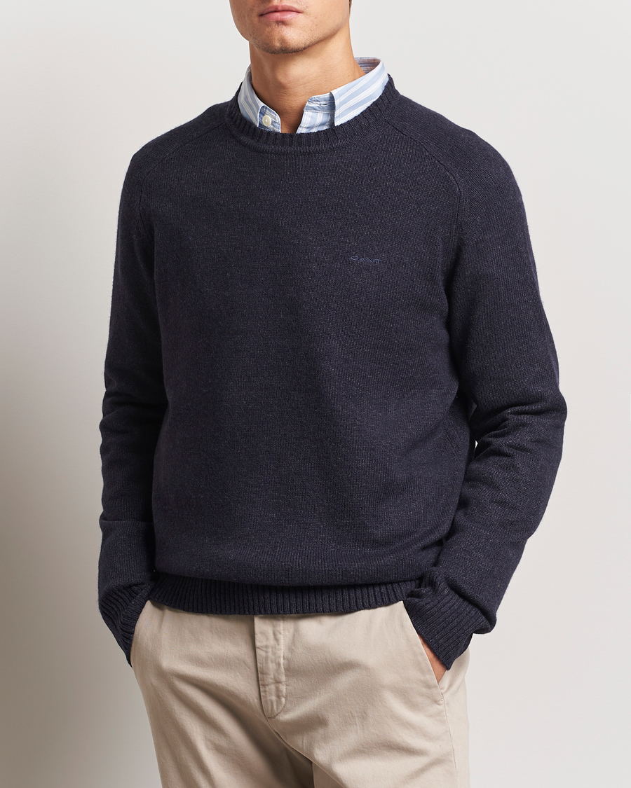 Herren | Pullover | GANT | Wool Blend C-Neck Dark Navy Melange
