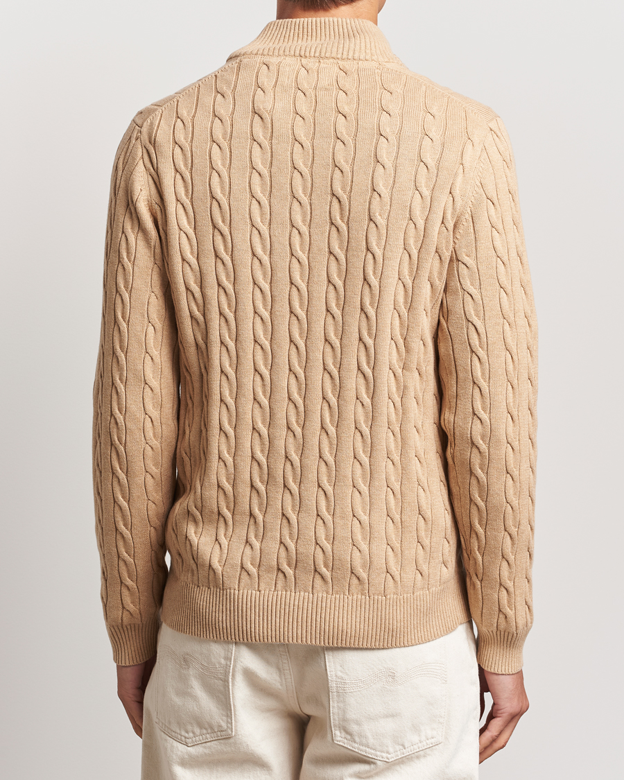 Herren | Pullover | GANT | Cotton Cable Half Zip Khaki Melange