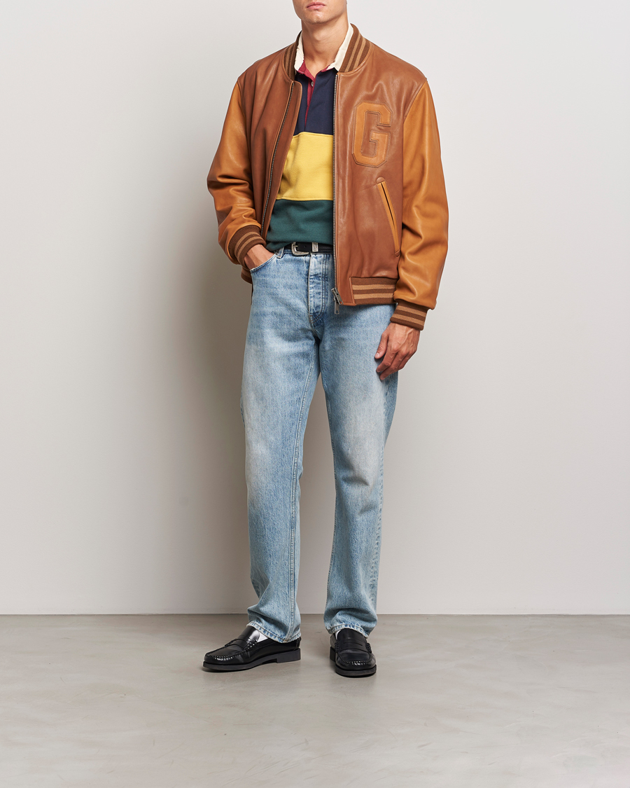 Herren | Jacken | Gant | Leather Varsity Jacket Brown Sugar