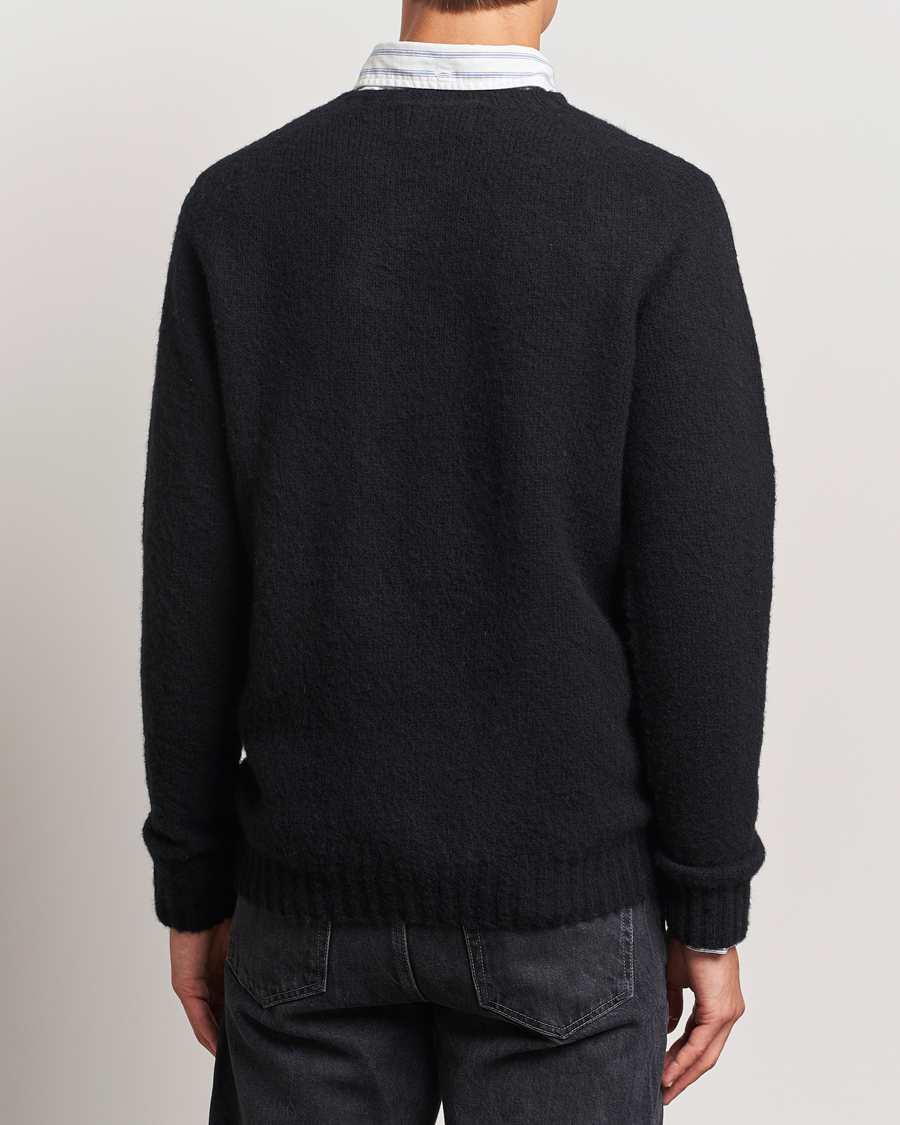 Herren | Pullover | Harley Of Scotland | Brushed Supersoft Lambswool Crewneck Black