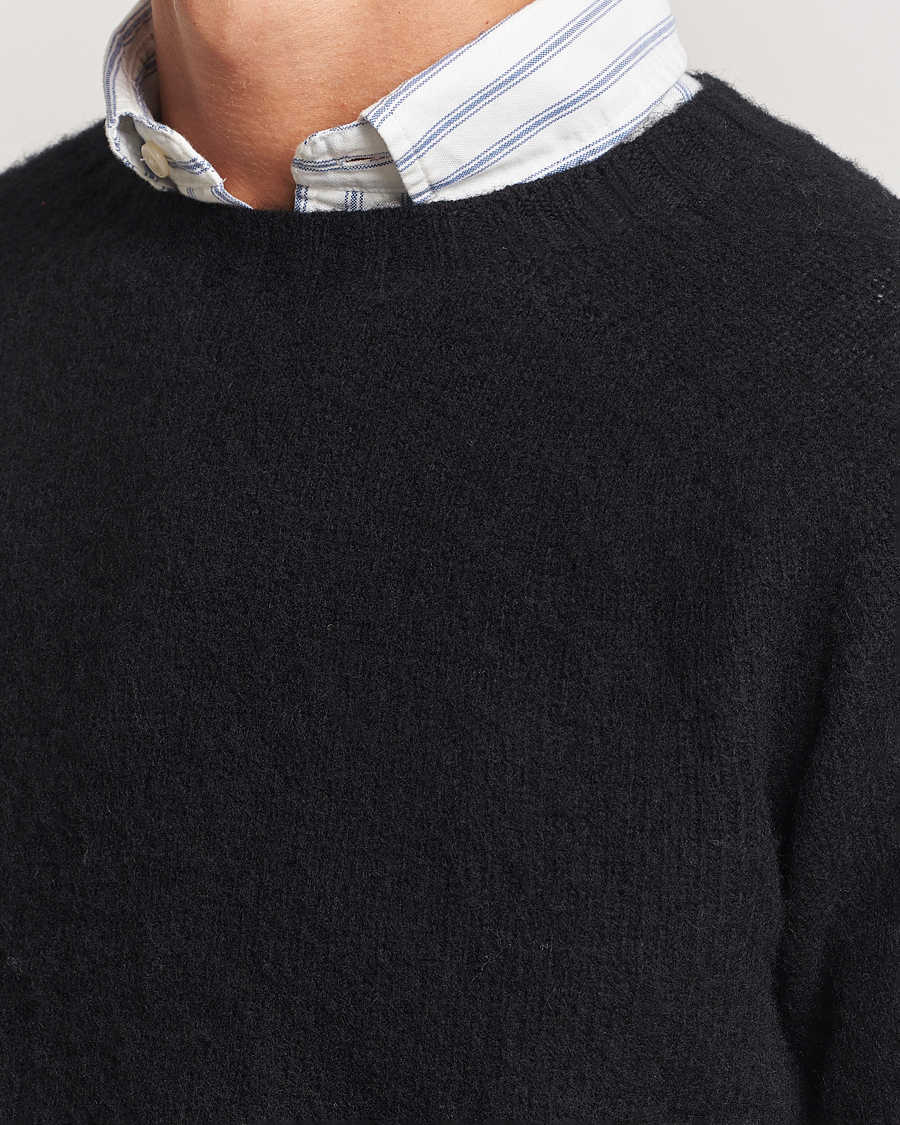 Herren | Pullover | Harley Of Scotland | Brushed Supersoft Lambswool Crewneck Black
