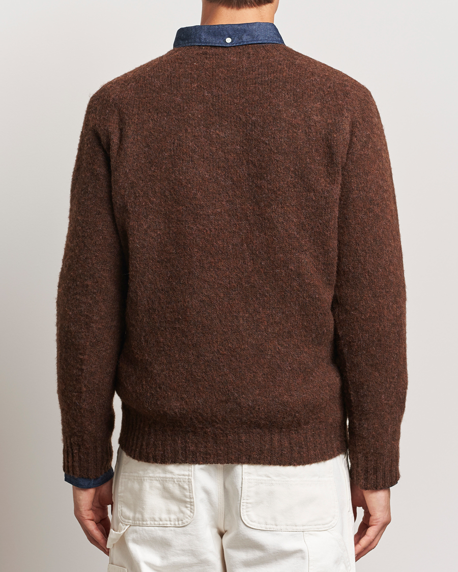 Herren | Pullover | Harley Of Scotland | Brushed Supersoft Lambswool Crewneck Coffee