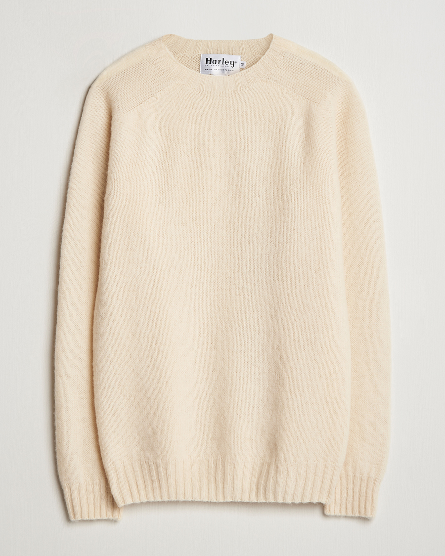 Herren | Pullover | Harley Of Scotland | Brushed Supersoft Lambswool Crewneck Cream