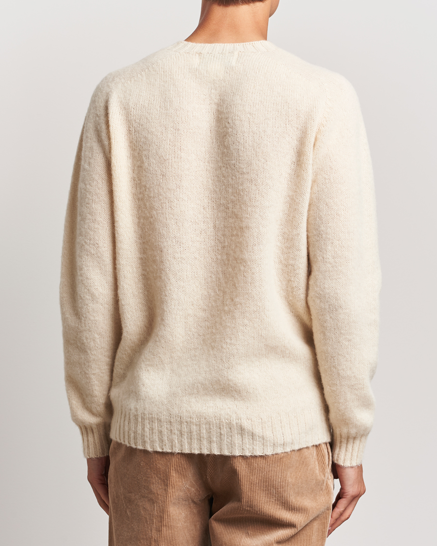 Herren | Pullover | Harley Of Scotland | Brushed Supersoft Lambswool Crewneck Cream
