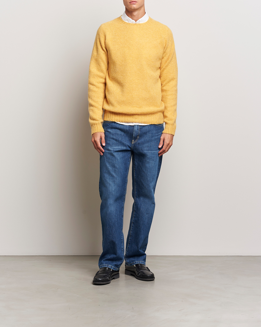 Herren | Pullover | Harley Of Scotland | Brushed Supersoft Lambswool Crewneck Marzipan