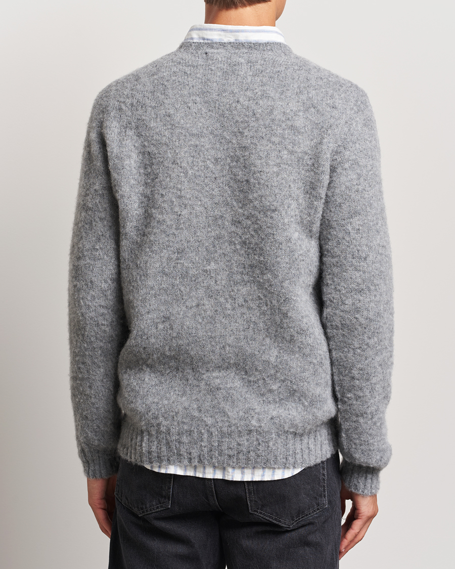 Herren | Pullover | Harley Of Scotland | Brushed Supersoft Lambswool Crewneck Medium Grey