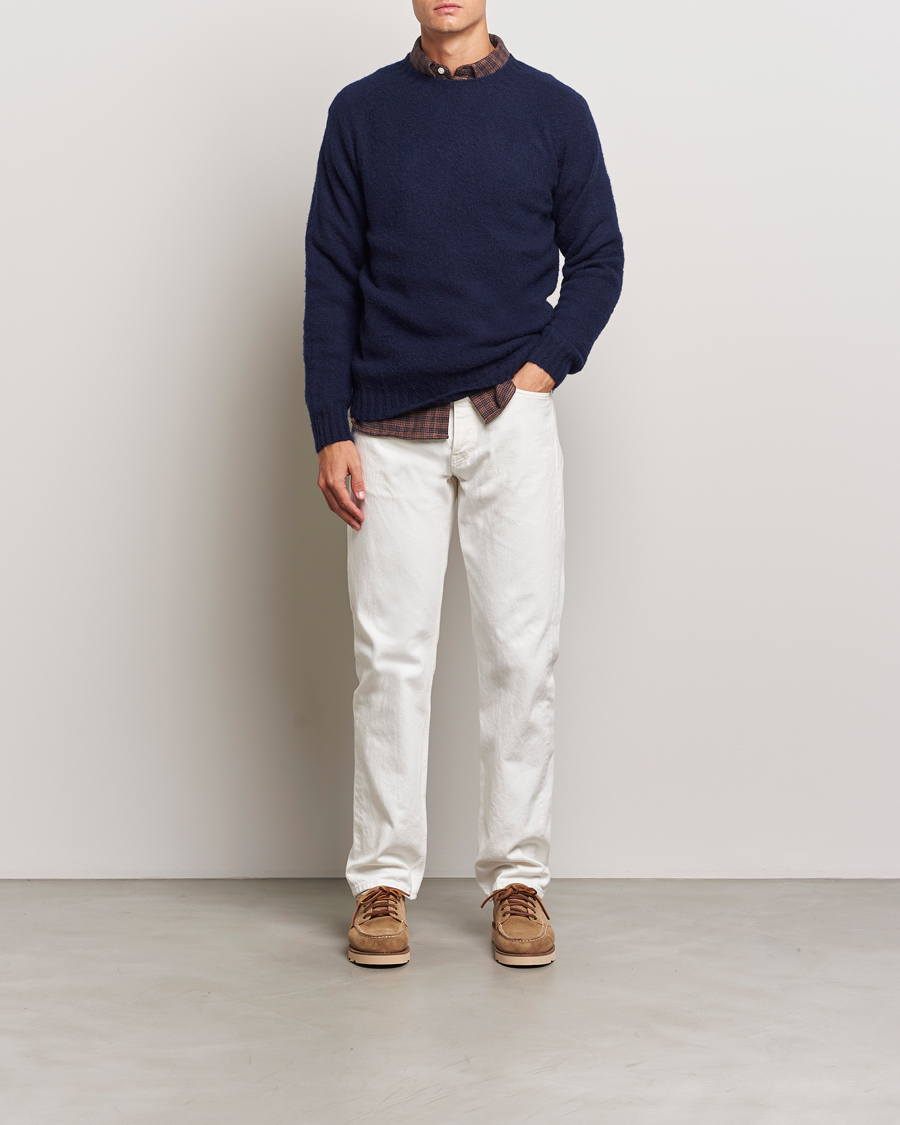 Herren | Pullover | Harley Of Scotland | Brushed Supersoft Lambswool Crewneck Navy