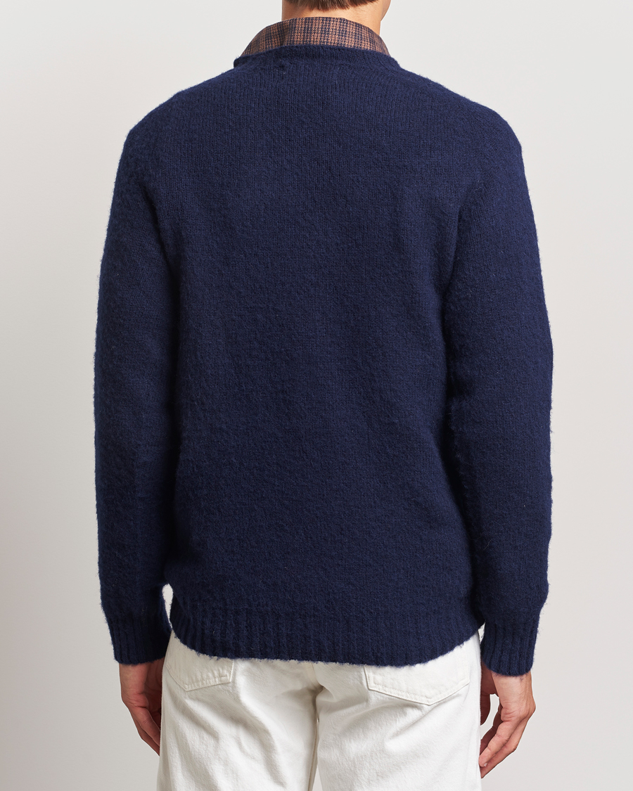 Herren | Pullover | Harley Of Scotland | Brushed Supersoft Lambswool Crewneck Navy
