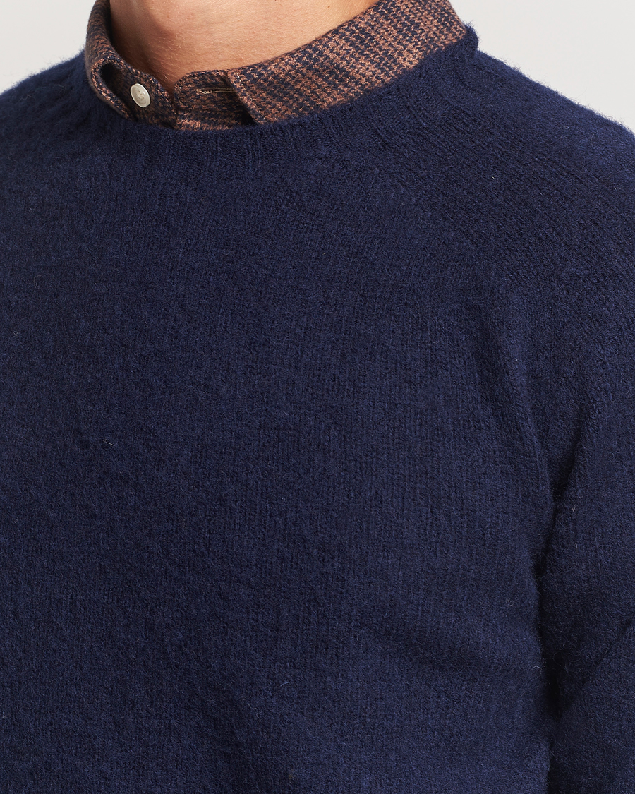 Herren | Pullover | Harley Of Scotland | Brushed Supersoft Lambswool Crewneck Navy