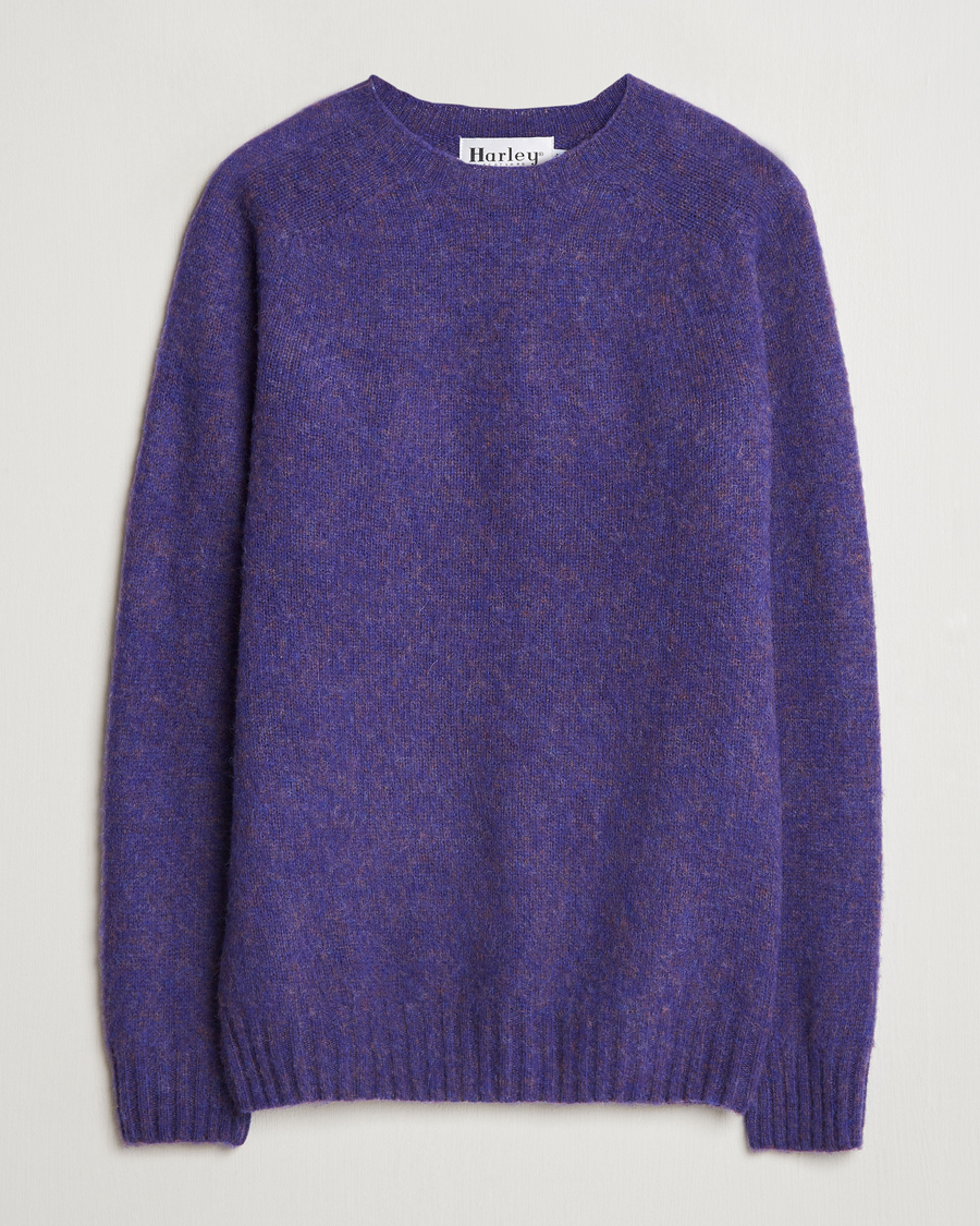 Herren | Pullover | Harley Of Scotland | Brushed Supersoft Lambswool Crewneck Royal Violet