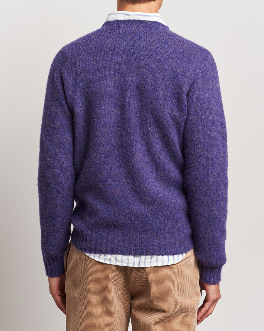 Herren | Pullover | Harley Of Scotland | Brushed Supersoft Lambswool Crewneck Royal Violet