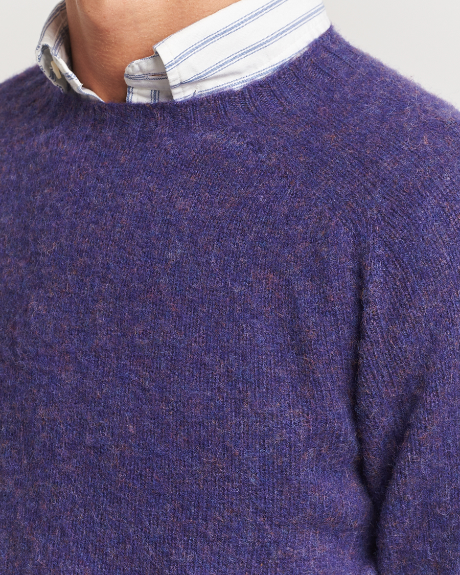 Herren | Pullover | Harley Of Scotland | Brushed Supersoft Lambswool Crewneck Royal Violet