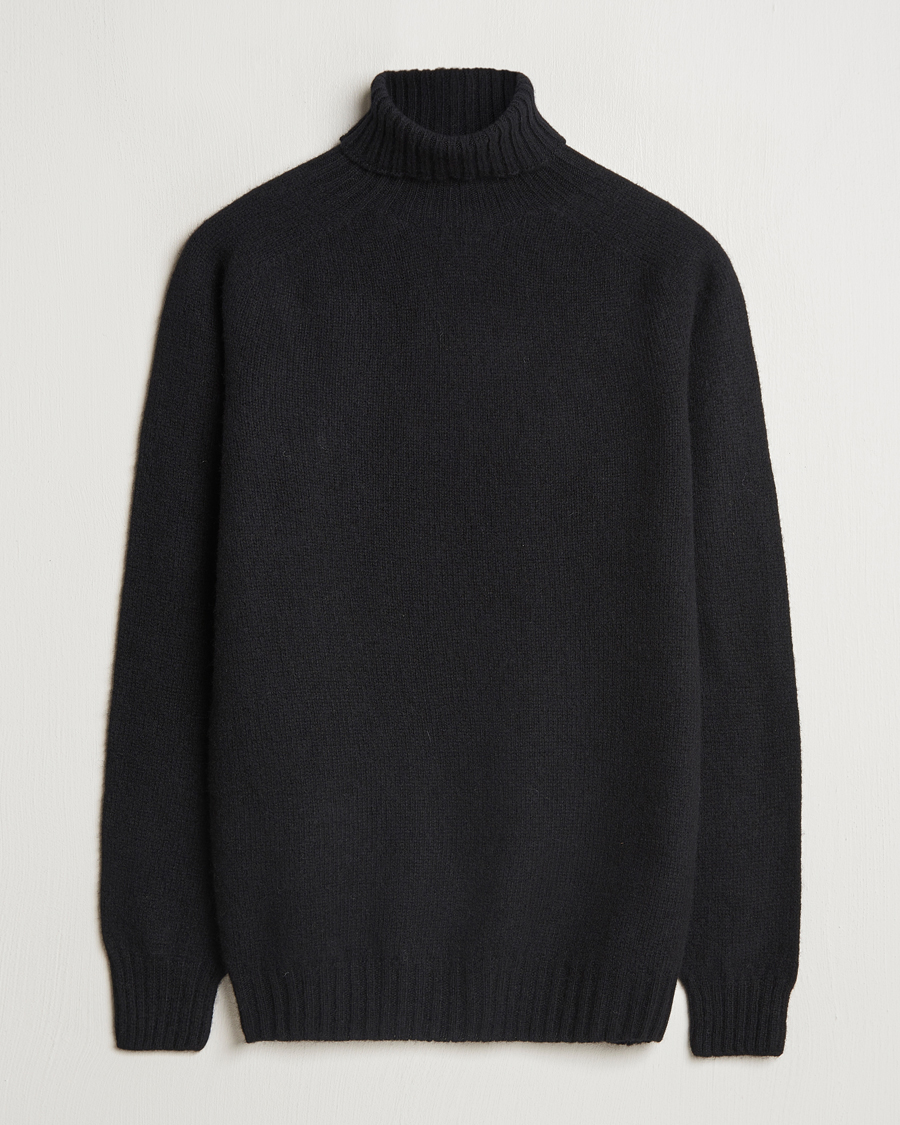 Herren | Pullover | Harley Of Scotland | Supersoft Lambswool Rollneck Black