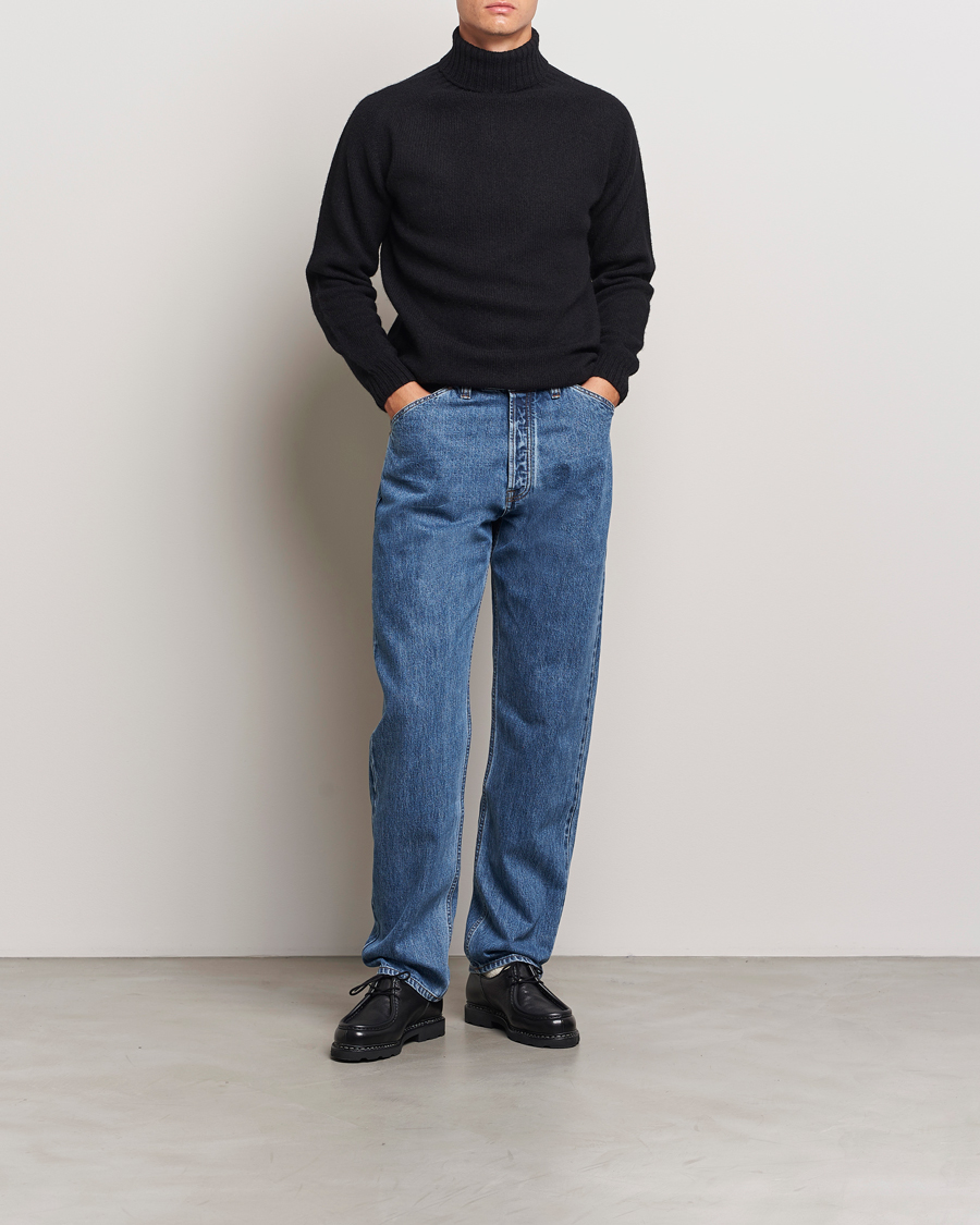 Herren | Pullover | Harley Of Scotland | Supersoft Lambswool Rollneck Black