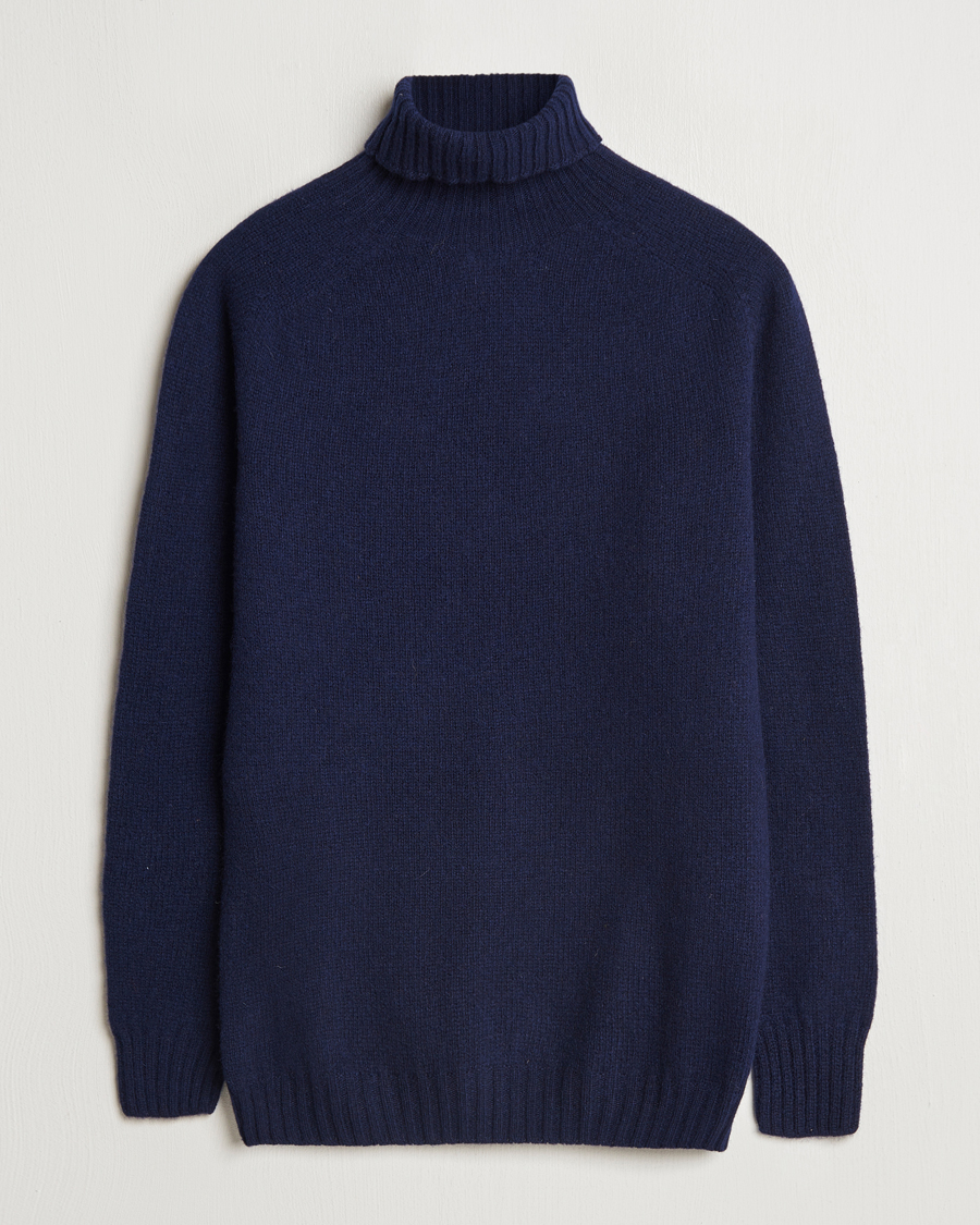 Herren | Pullover | Harley Of Scotland | Supersoft Lambswool Rollneck Navy