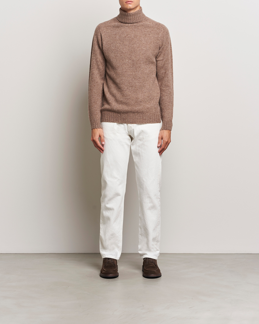 Herren | Pullover | Harley Of Scotland | Supersoft Lambswool Rollneck Nutmeg Brown