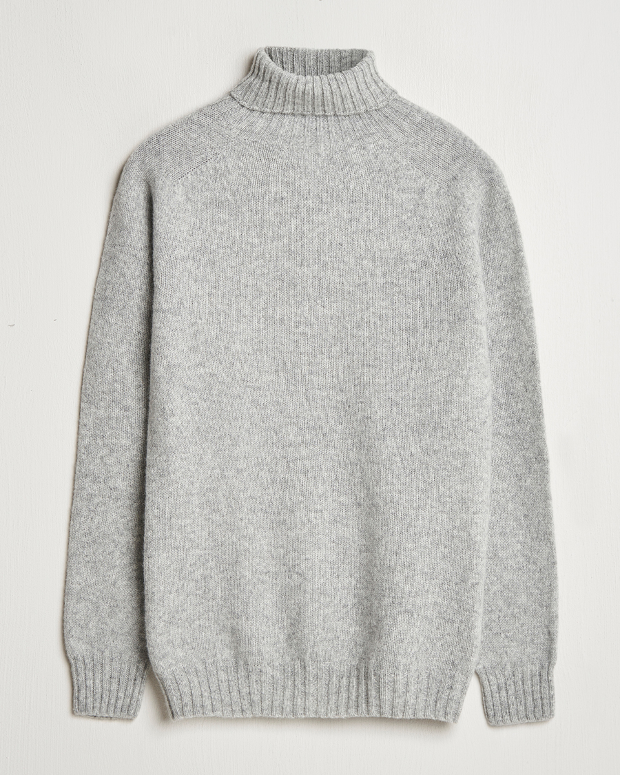 Herren | Pullover | Harley Of Scotland | Supersoft Lambswool Rollneck Silver Grey