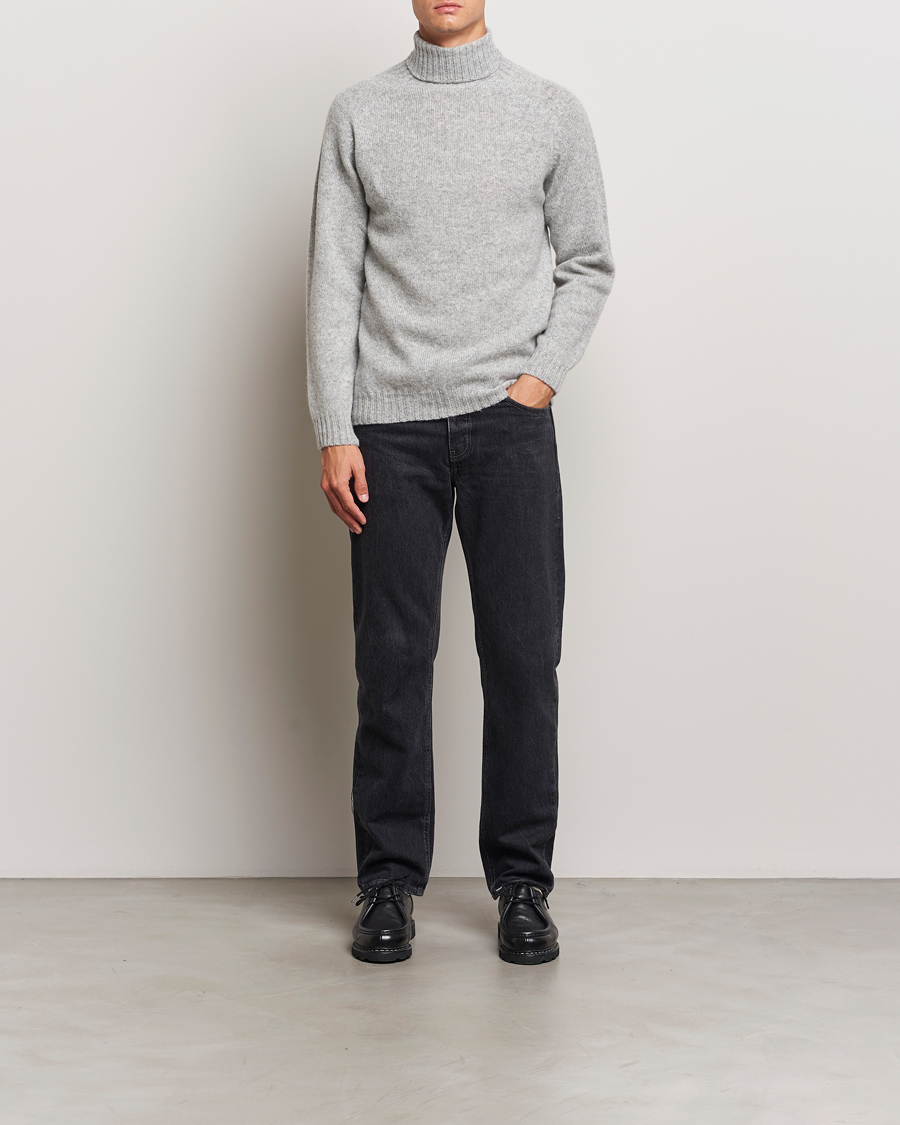 Herren | Pullover | Harley Of Scotland | Supersoft Lambswool Rollneck Silver Grey