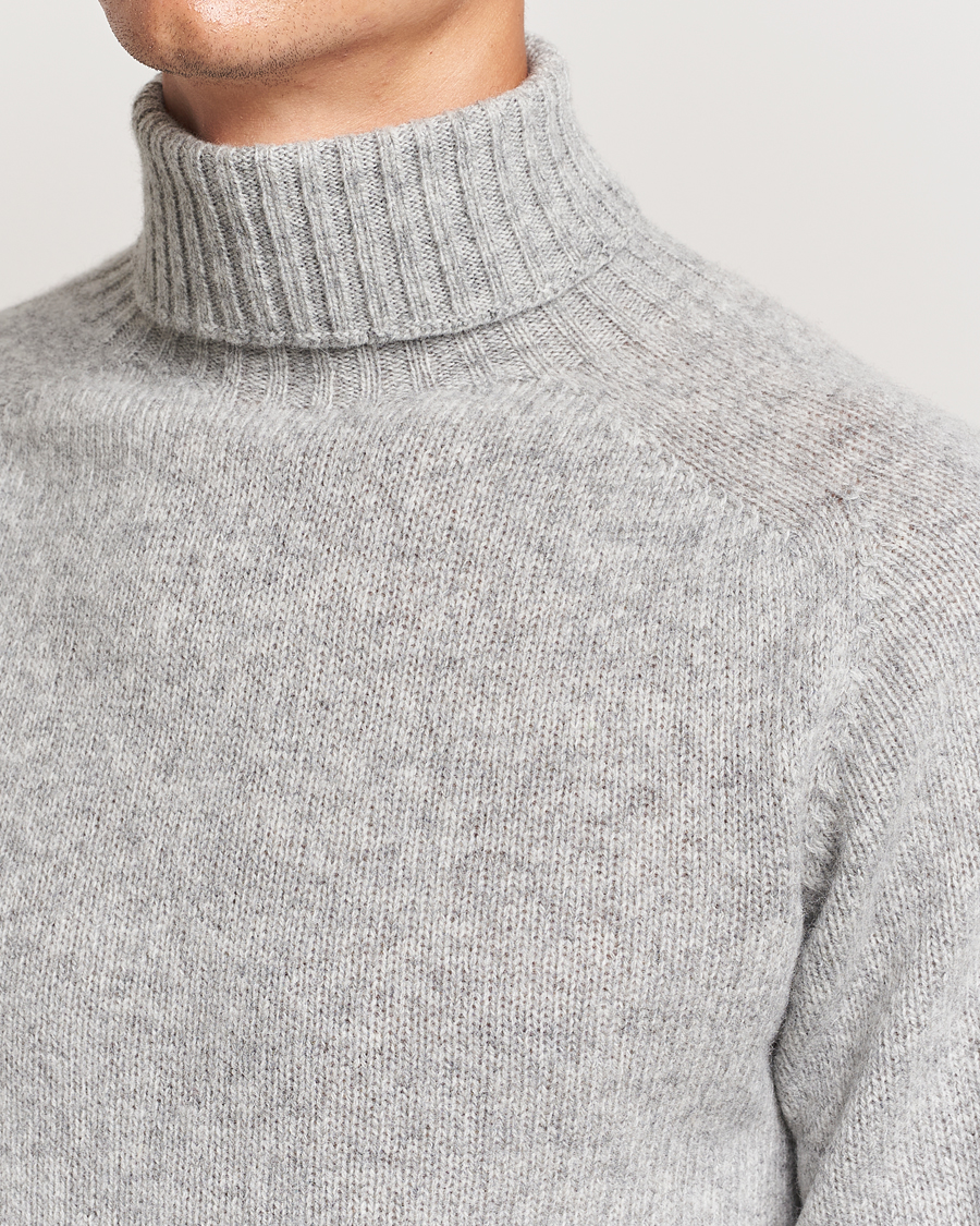 Herren | Pullover | Harley Of Scotland | Supersoft Lambswool Rollneck Silver Grey