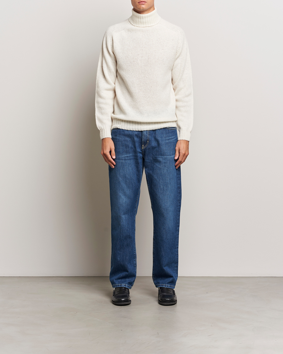 Herren | Pullover | Harley Of Scotland | Supersoft Lambswool Rollneck Winter White
