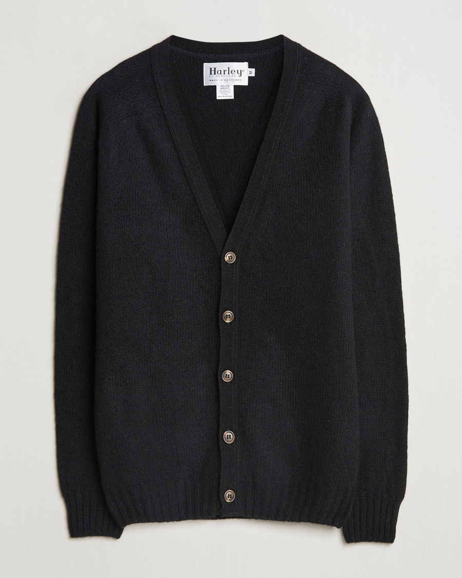 Herren | Pullover | Harley Of Scotland | Supersoft Lambswool Cardigan Black