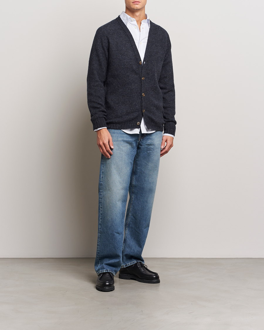 Herren | Pullover | Harley Of Scotland | Supersoft Lambswool Cardigan Charcoal