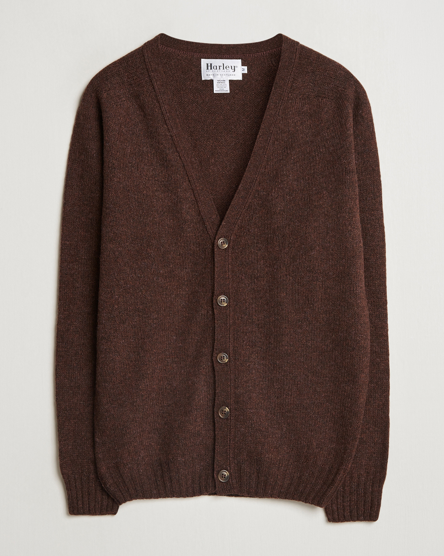 Herren | Pullover | Harley Of Scotland | Supersoft Lambswool Cardigan Coffee