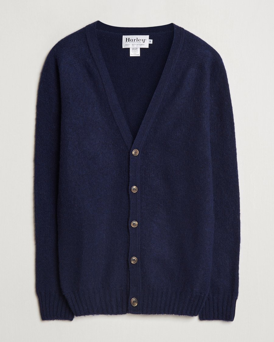 Herren | Pullover | Harley Of Scotland | Supersoft Lambswool Cardigan Navy