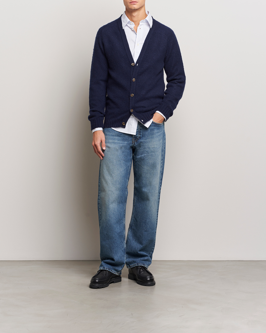 Herren | Pullover | Harley Of Scotland | Supersoft Lambswool Cardigan Navy