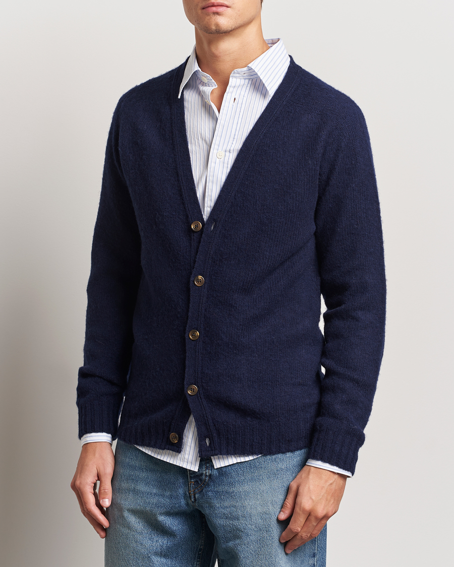 Herren | Pullover | Harley Of Scotland | Supersoft Lambswool Cardigan Navy