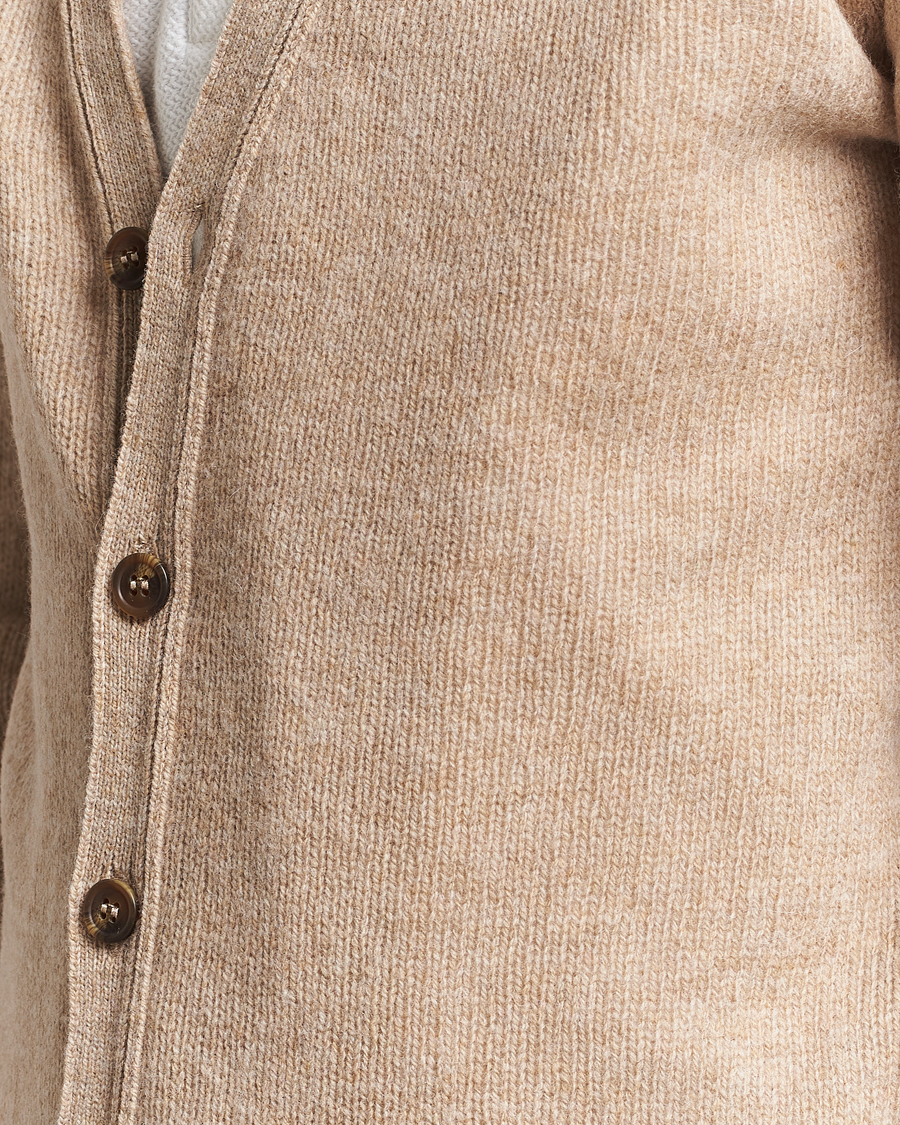 Herren | Pullover | Harley Of Scotland | Supersoft Lambswool Cardigan Oatmilk