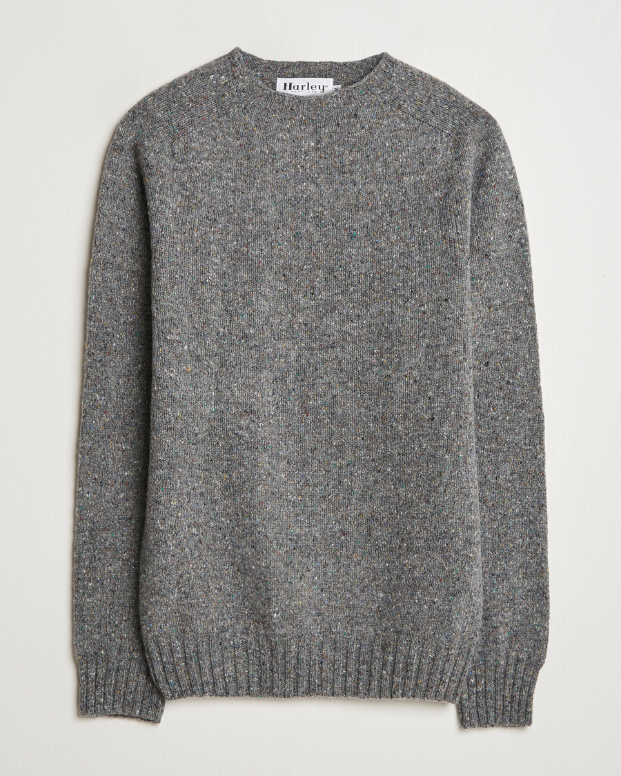 Herren | Pullover | Harley Of Scotland | Donegal Wool Crewneck Grey