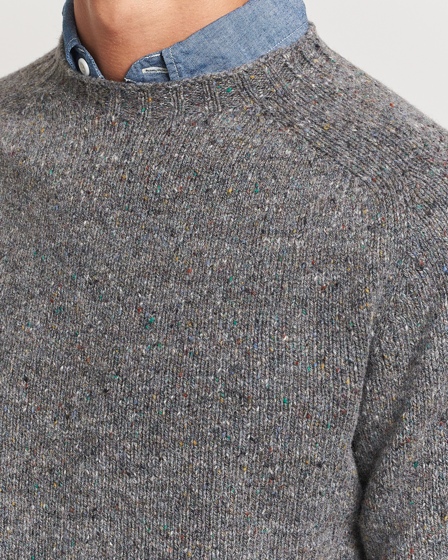 Herren | Pullover | Harley Of Scotland | Donegal Wool Crewneck Grey