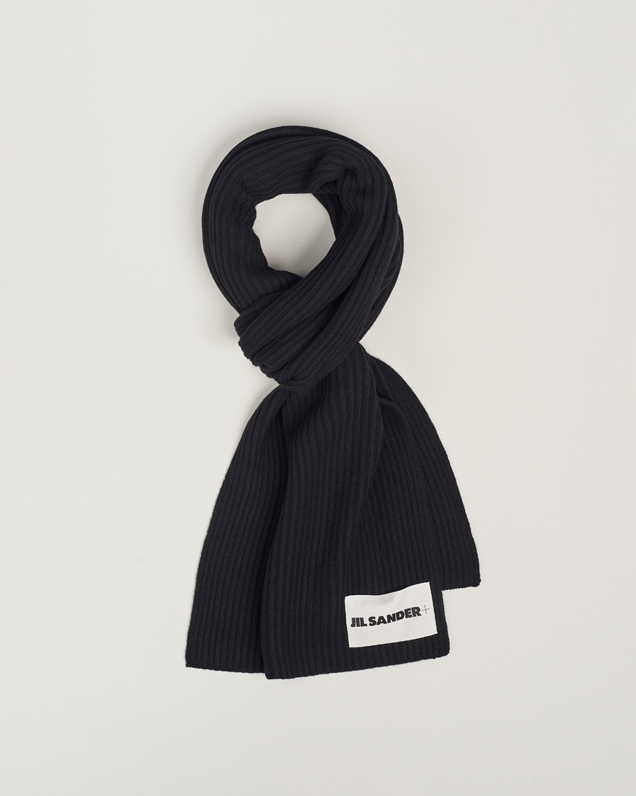 Herren | Jil Sander Merino Wool Rib Scarf Black | Jil Sander | Merino Wool Rib Scarf Black