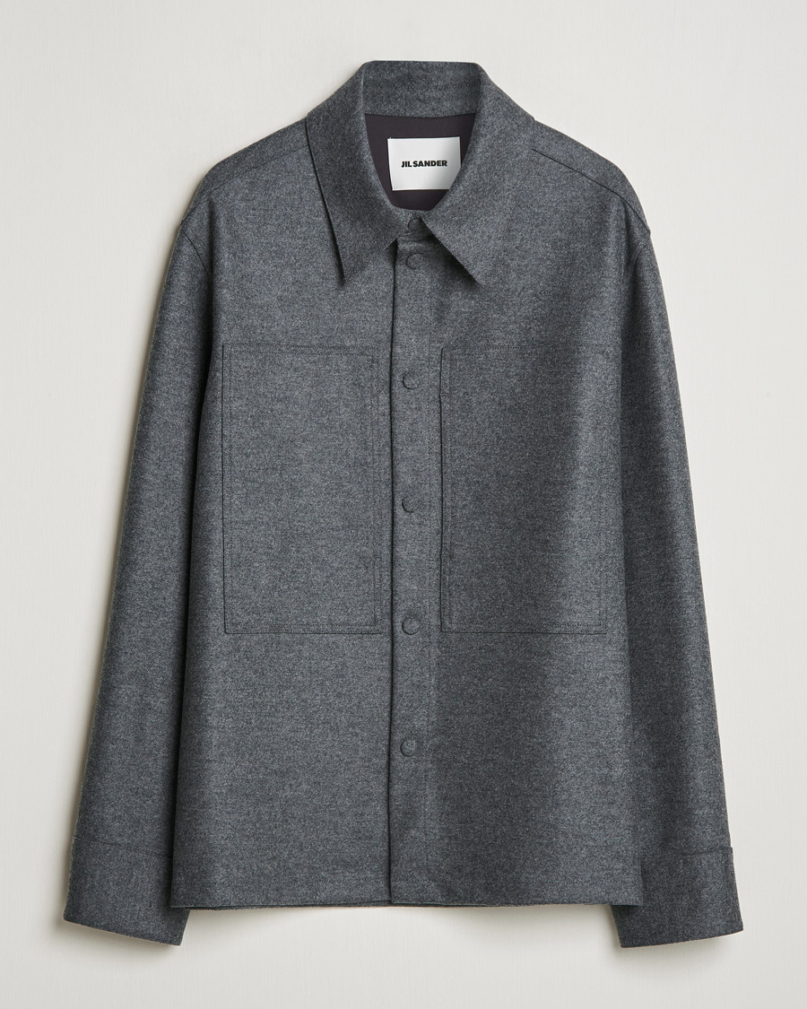Herren | Hemden | Jil Sander | Wool Flannel Overshirt Grey Melange