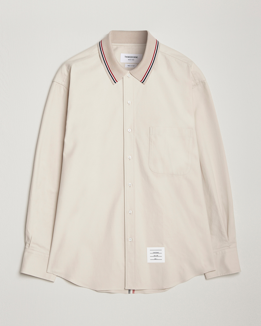 Herren | Hemden | Thom Browne | Knit Collar Flannel Overshirt Off White