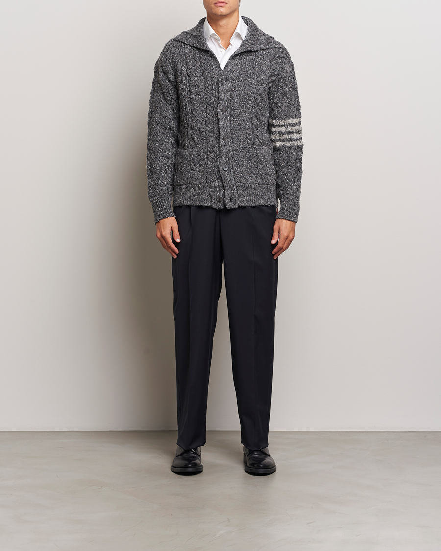 Herren | Pullover | Thom Browne | Donegal Cable Cardigan Medium Grey