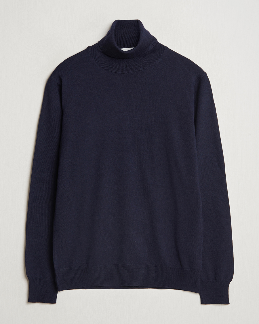 Herren | Pullover | Morgano | Extra Fine Merino Wool Rollneck Navy