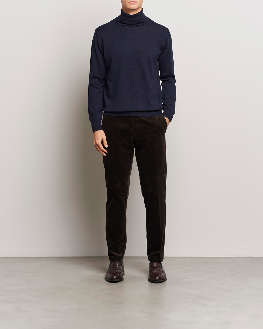 Herren | Pullover | Morgano | Extra Fine Merino Wool Rollneck Navy