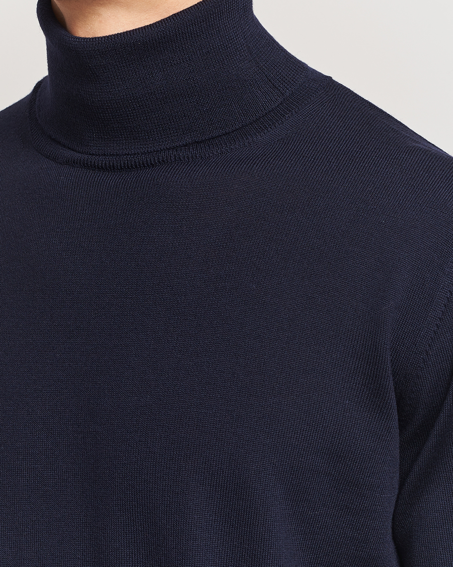 Herren | Pullover | Morgano | Extra Fine Merino Wool Rollneck Navy