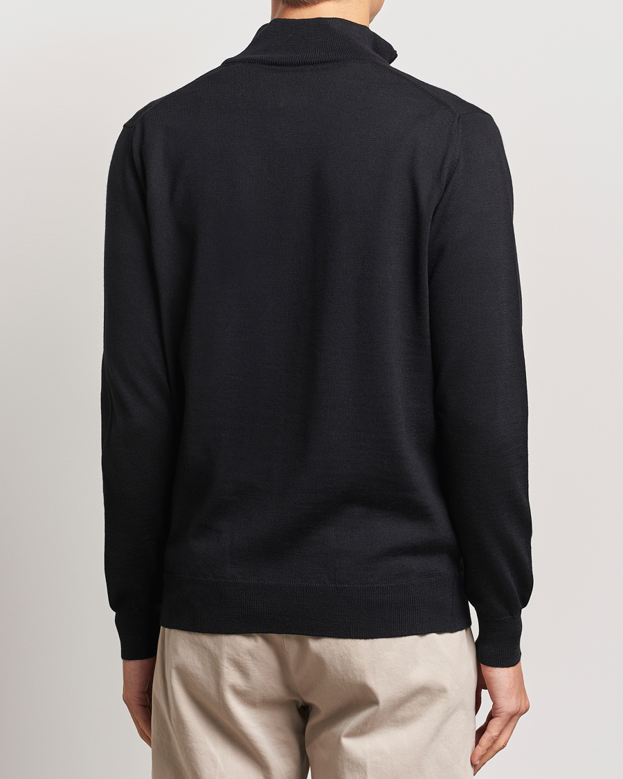 Herren | Pullover | Morgano | Extra Fine Merino Wool Half-Zip Black
