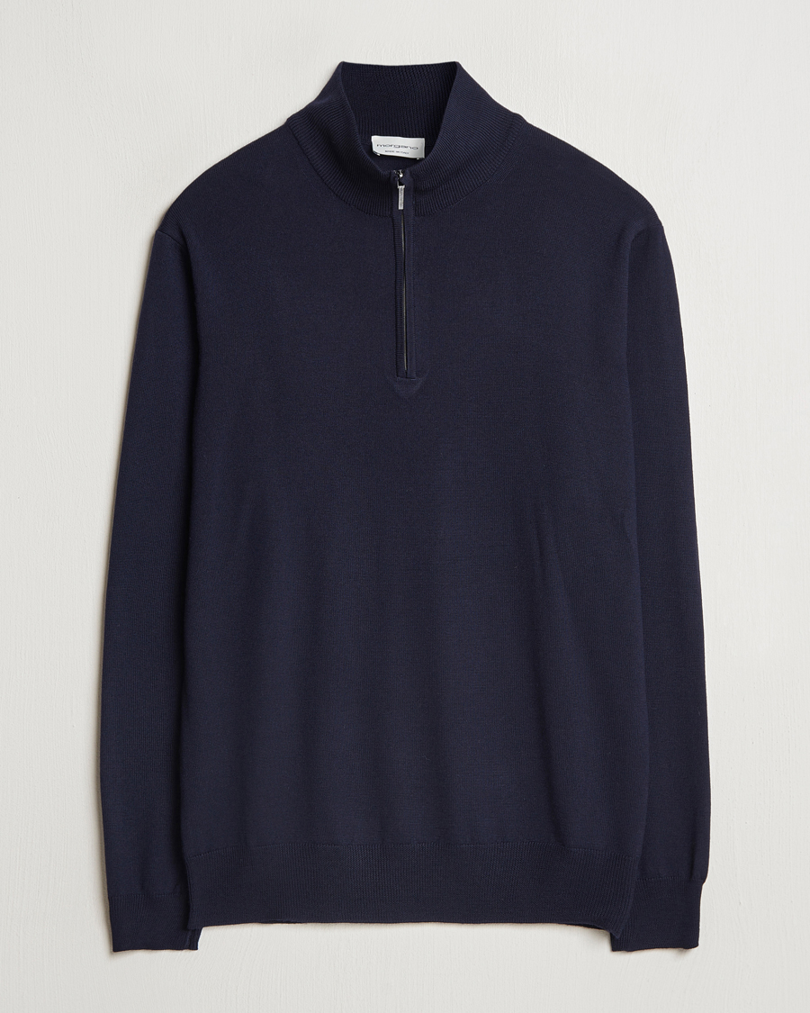 Herren | Pullover | Morgano | Extra Fine Merino Wool Half-Zip Navy