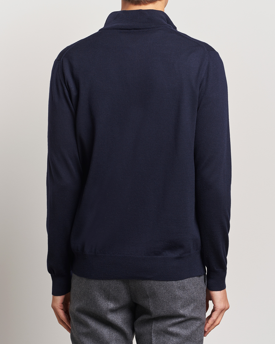 Herren | Pullover | Morgano | Extra Fine Merino Wool Half-Zip Navy