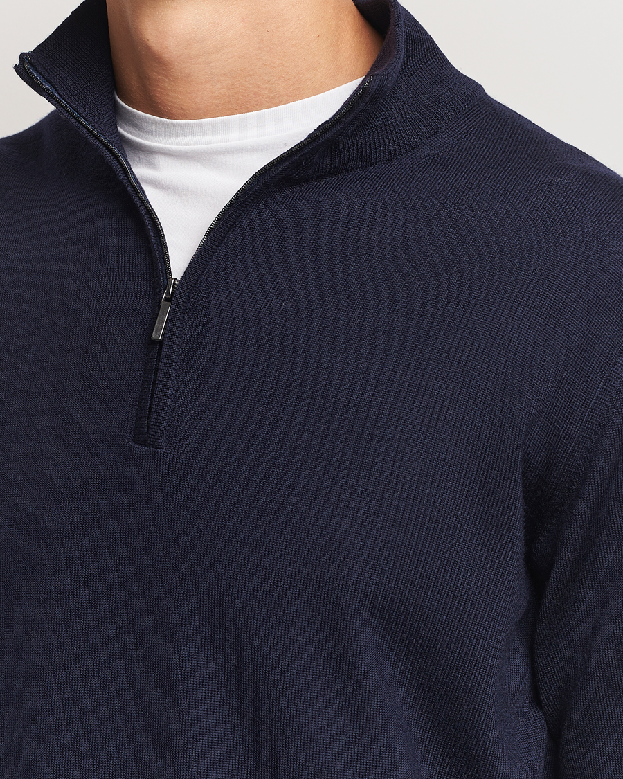 Herren | Pullover | Morgano | Extra Fine Merino Wool Half-Zip Navy