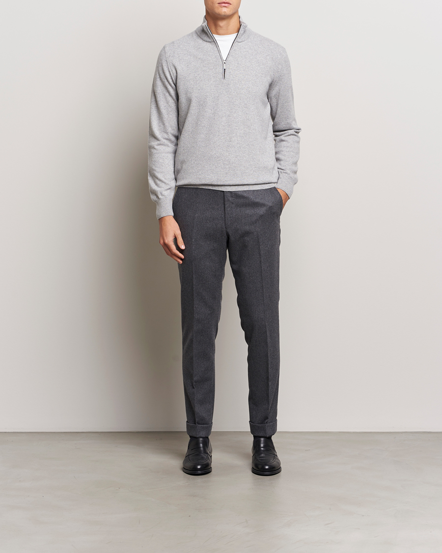 Herren | Pullover | Morgano | Wool/Cashmere Half-Zip Mid Grey