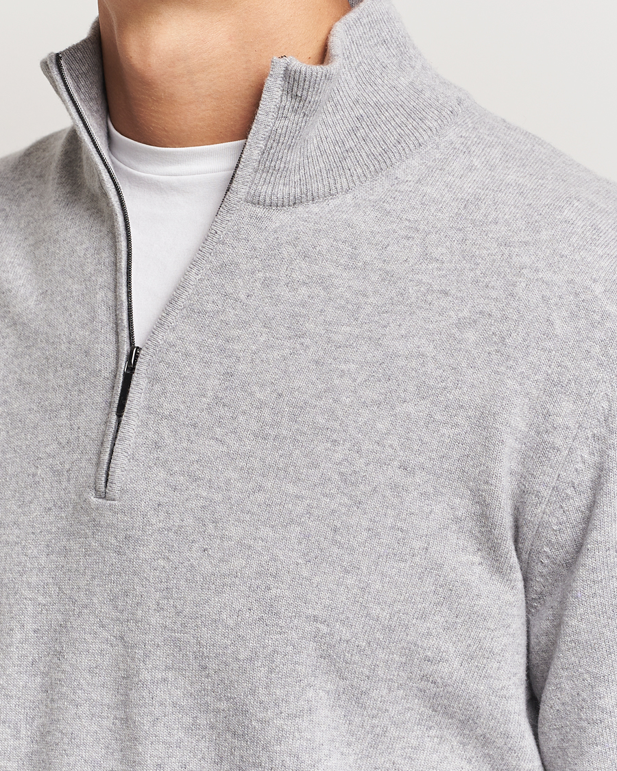 Herren | Pullover | Morgano | Wool/Cashmere Half-Zip Mid Grey